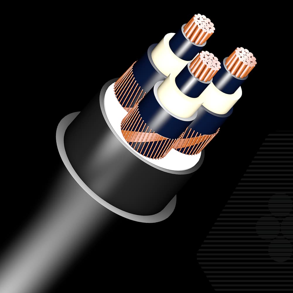6/10 kV, Copper, 3-core Un Armoured Cable