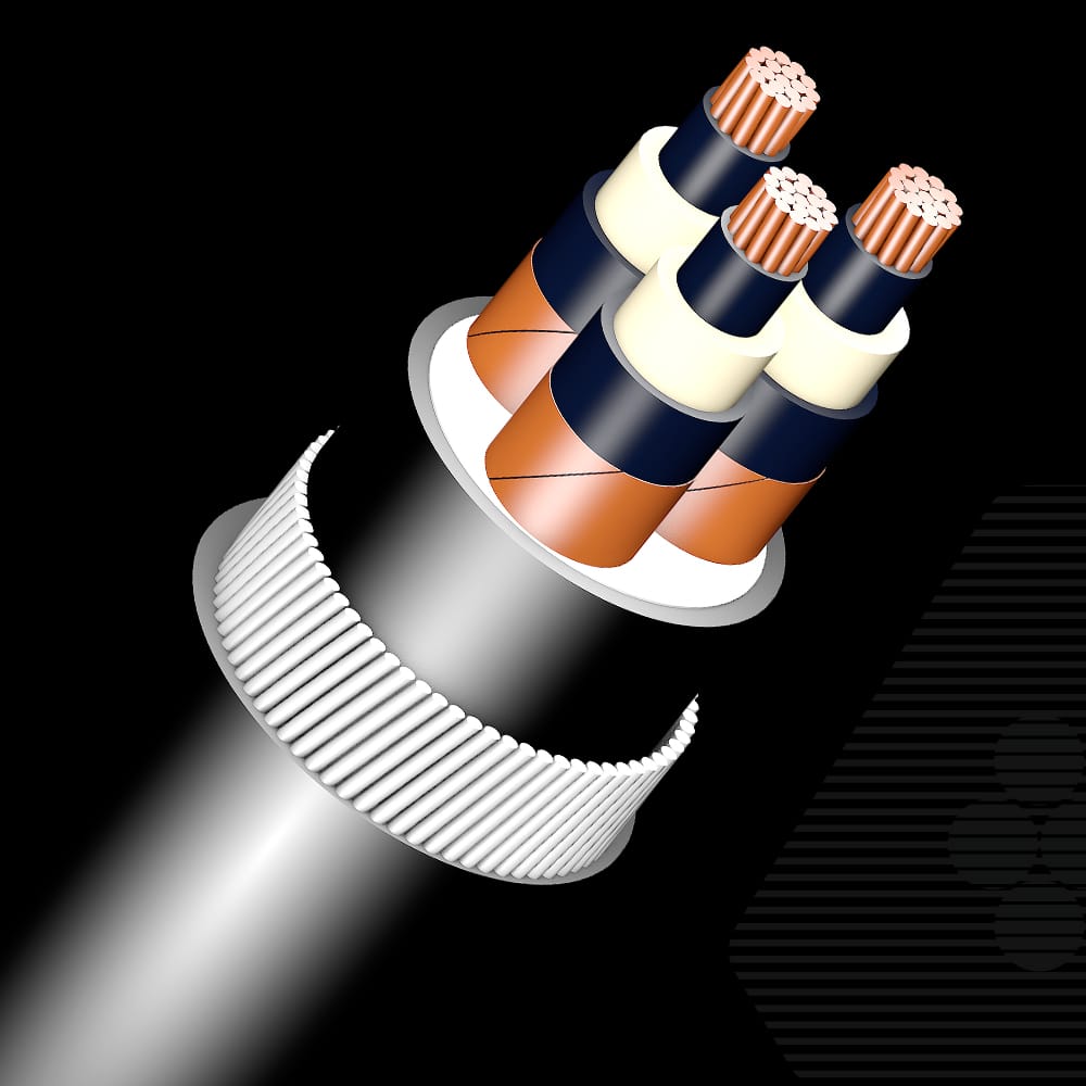 6/10 kV, Copper, 3-core Steel Wire Armoured Cable