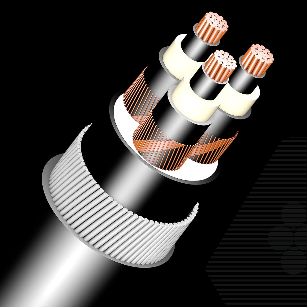 18/30 kV, Copper, 3-core Steel Wire Armoured Cable