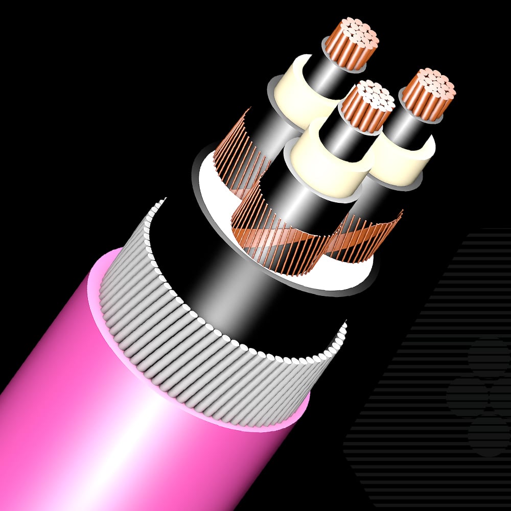 8.7/15 kV, Copper, 3-core Steel Wire Armoured Cable