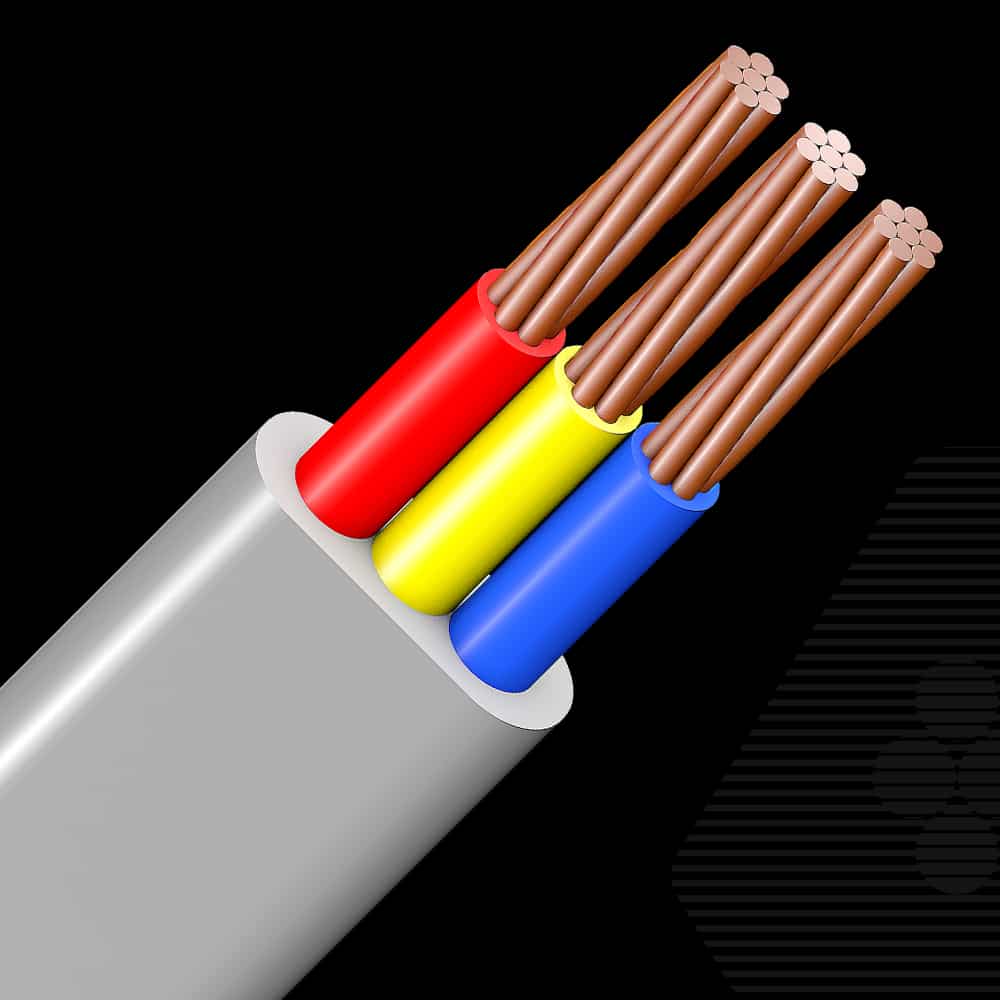 300/500 V, Copper, PVC Insulated and PVC Jaceted, 3-core Flat cable